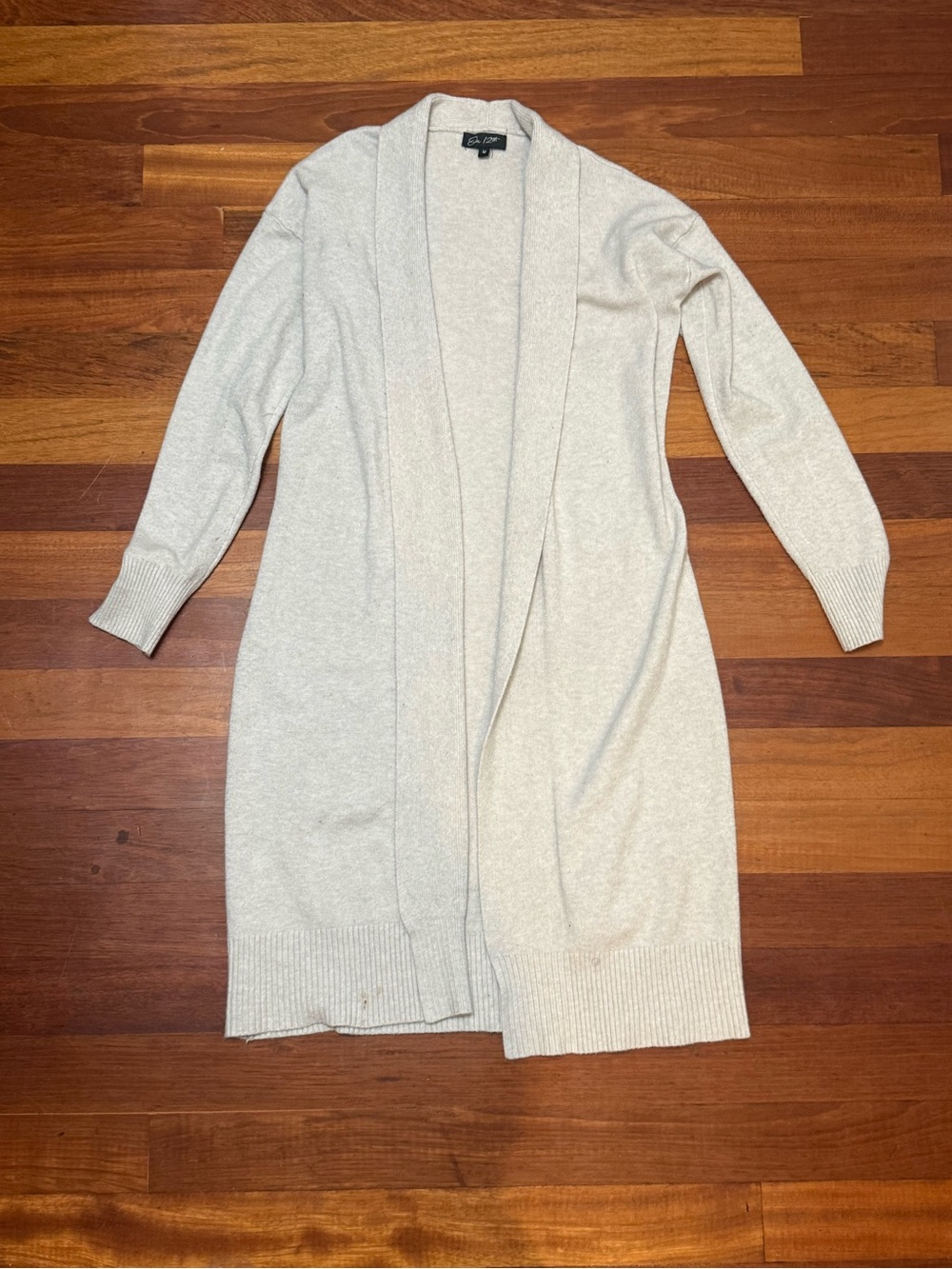 On 12th Women’s Long Duster Cardigan Sweater Beige Cream Open Front Medium